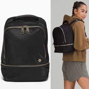 Lululemon black and gold mini backpack